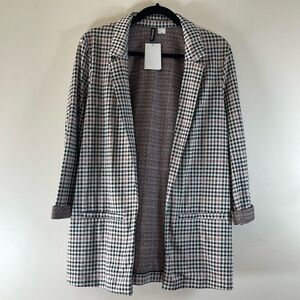 NWT HM HOUNDSTOOTH PLAID BOYFREIND BLAZER SMALL